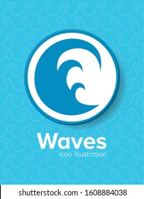 Blue wave icon inside circle design, Sea ocean water ripple clear surface tropical nature and aqua theme Vector illustration