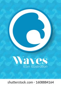 Blue wave icon inside circle design, Sea ocean water ripple clear surface tropical nature and aqua theme Vector illustration
