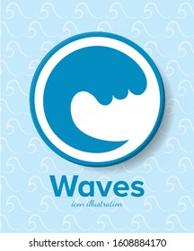Blue wave icon inside circle design, Sea ocean water ripple clear surface tropical nature and aqua theme Vector illustration