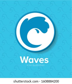 Blue wave icon inside circle design, Sea ocean water ripple clear surface tropical nature and aqua theme Vector illustration