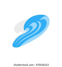 Blue wave icon in isometric 3d style on a white background