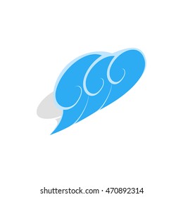 Blue wave icon in isometric 3d style on a white background