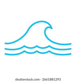 Blue Wave Icon – Simple Nautical Design Element