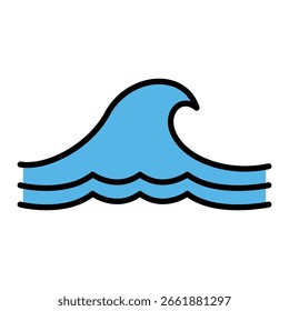 Blue Wave Icon – Simple Nautical Design Element