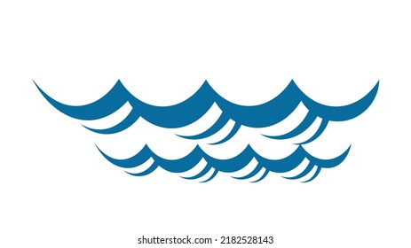 Blue wave icon. Sticker for social networks, element for website. Symbol of adventure and travel. Tourism, exotic and tropical countries. Summer and spring season. Cartoon flat vector illustration