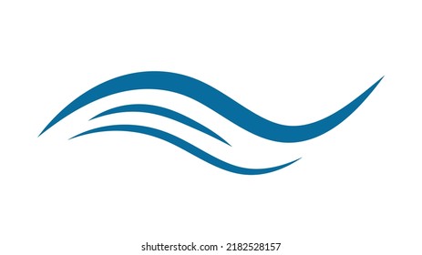 Blue wave icon. Sticker for social networks, graphic element for website. Marine, aqua and liquid symbol. Water, sea and ocean. Stylish organization logotype. Cartoon flat vector illustration