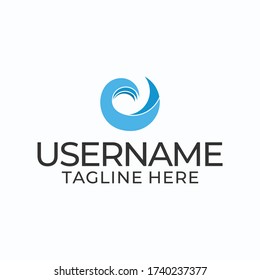 The blue wave illustration logo design on a white background.