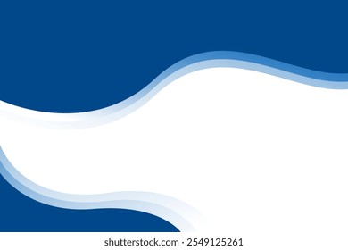 Blue wave layer abstract background with white space for text and message. template design	