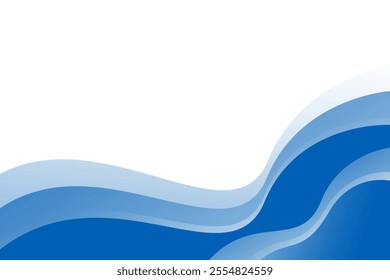 Blue wave layer combination modern background with white space for text and message. template design	