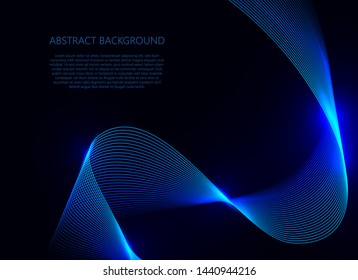 Blue wave light on dark blue background, vector illustration