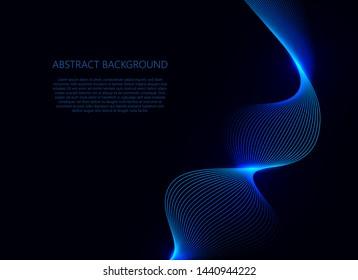Blue wave light on dark blue background, vector illustration