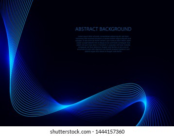 Blue wave light on dark blue background, vector illustration
