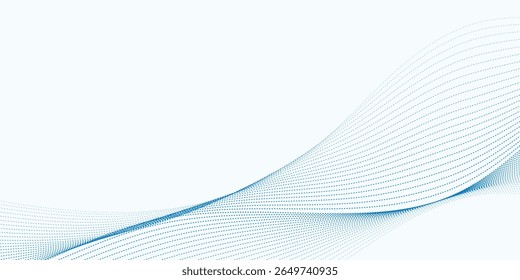 Blue Wave Line Abstract Background Template for Business or Technology Banner