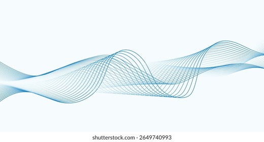 Blue Wave Line Abstract Background Template for Business or Technology Banner
