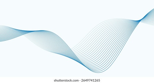 Blue Wave Line Abstract Background Template for Business or Technology Banner