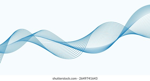 Blue Wave Line Abstract Background Template for Business or Technology Banner