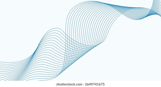 Blue Wave Line Abstract Background Template for Business or Technology Banner