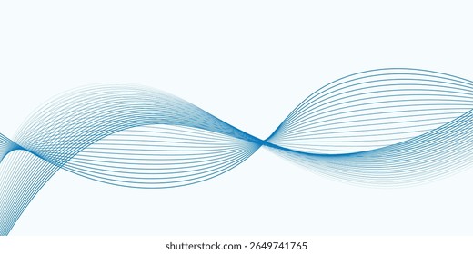 Blue Wave Line Abstract Background Template for Business or Technology Banner