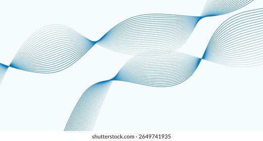 Blue Wave Line Abstract Background Template for Business or Technology Banner