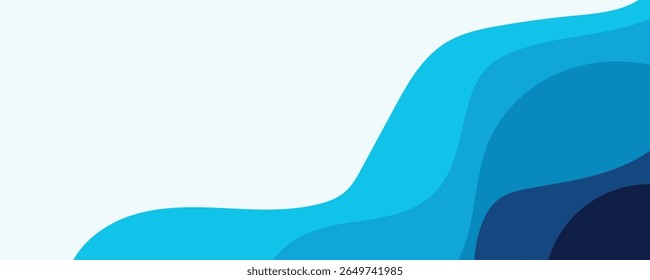 Blue Wave Line Abstract Background Template for Business or Technology Banner
