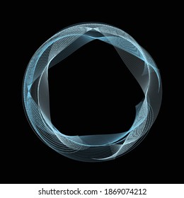 Fondo abstracto del marco circular de la línea de onda azul. Decoración invernal. Vector