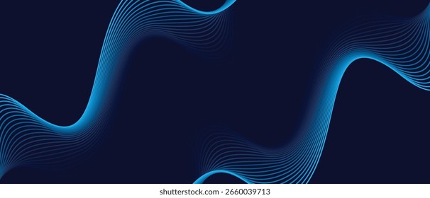 Blue Wave Line Flow Background Abstract Futuristic Digital Design