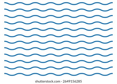 blue wave line set. Sea wave pattern. Wave ornament decorations. Wavy zig zag lines. 