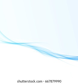 Blue wave lines design for business folder. Abstract graphic transparent futuristic high-tech swoosh gradient background. Smoke curve border. Vector illustration