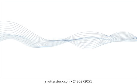 Blue wave lines on white background. Abstract blue wave lines on transparent background. Abstract blue wave lines pattern for banner, wallpaper background.	