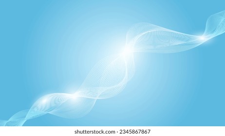 Blue Wave Lines Pattern Abstract Background. Vector
