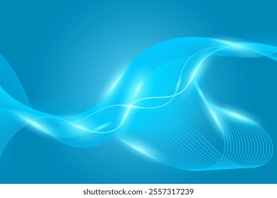 Blue Wave Lines Pattern Background. Futuristic Wallpaper. Abstract Business Banner. Vector Illustration. Technology Backdrop