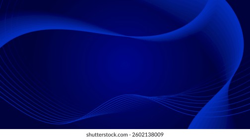 Blue Wave Lines Pattern Background With Copy Space. Technology Banner. Vector Illustration. Abstract Business Wallpaper