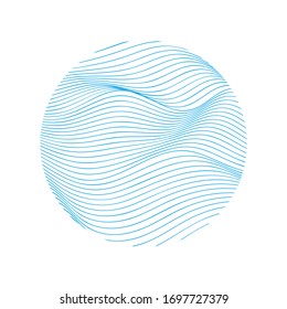 Blue Wave Lines Pattern Circle Frame Abstract Background. Isolated. Vector