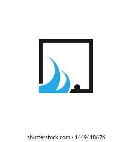 a blue wave logo design