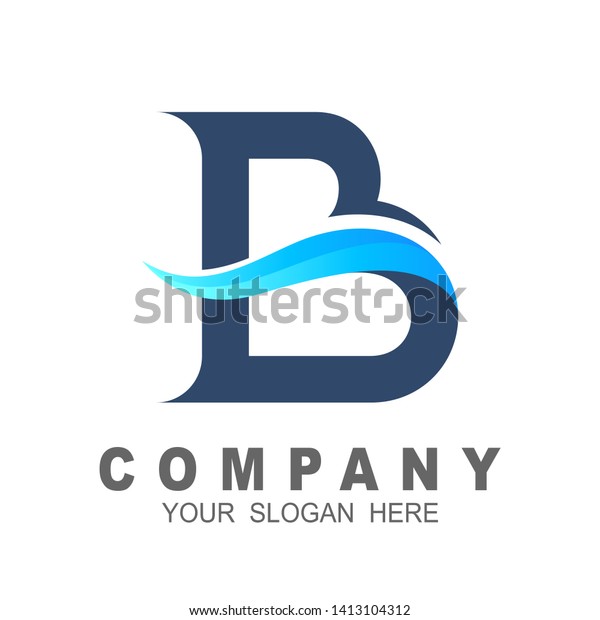 Blue Wave Logo Design Letter B Stock Vector (Royalty Free) 1413104312 ...