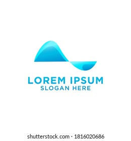 Blue Wave logo design, vector illustration