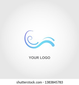 blue wave logo. gradation color template design vector