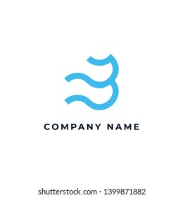 Blue wave logo. icon combined geometric shape in creative way. fully free.