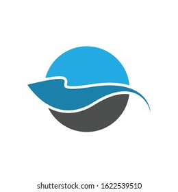blue wave logo icon vector