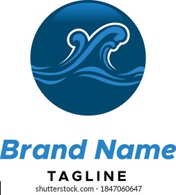 Blue wave Logo illustration. flowing liquid water symbol icon vector template