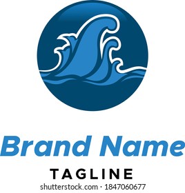 Blue wave Logo illustration. flowing liquid water symbol icon vector template