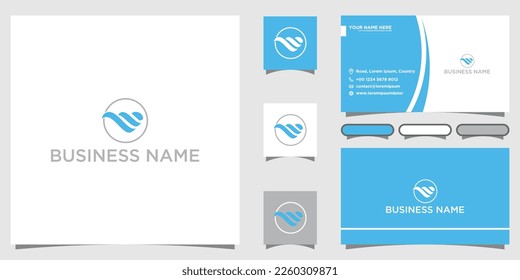 Blue Wave Logo Modern Abstract Design for Corporate Branding and Business Identity | Trust, Innovation, Professionalism | Vector Illustration. Business Card Template