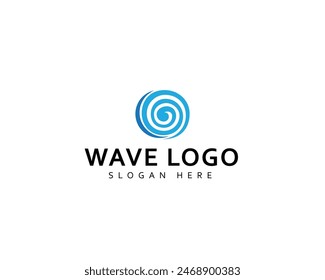 Vector con logotipo Blue Wave. Onda en forma de círculo en espiral