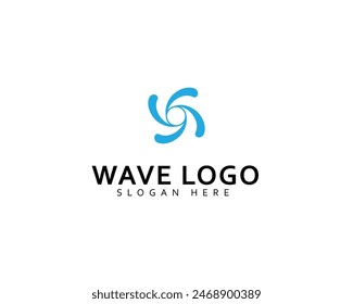 Blue Wave Logo Vector. Wave In Circle Shape