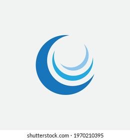 Blue Wave Logo Vector.  wAter wave illustration template design

