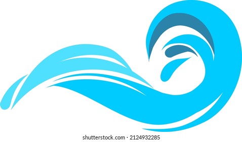 Blue wave logo. Water swirl. Ocean flow symbol