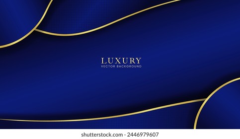 Blue wave luxury background with golden line decoration, premium backdrop suitable for awards, business banners, formal invitations and certificates.