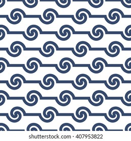 Blue wave. Natural seamless pattern.Geometric style