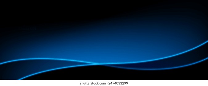 blue wave neon light background with wavy lines. great for technology banner, gaming poster, presentation, website and desktop wallpaper.