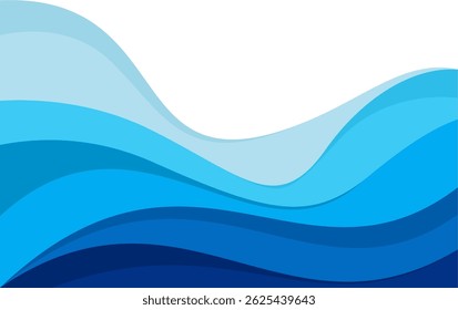 Blue Wave Ocean Layer Vector Background Illustration